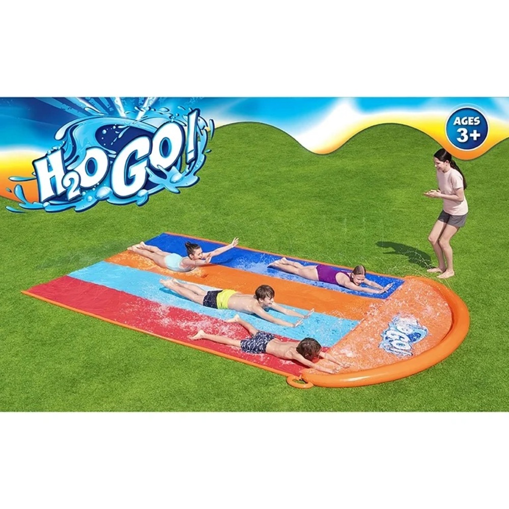 H2OGO! Kids Triple Water Slide - Blue & Orange